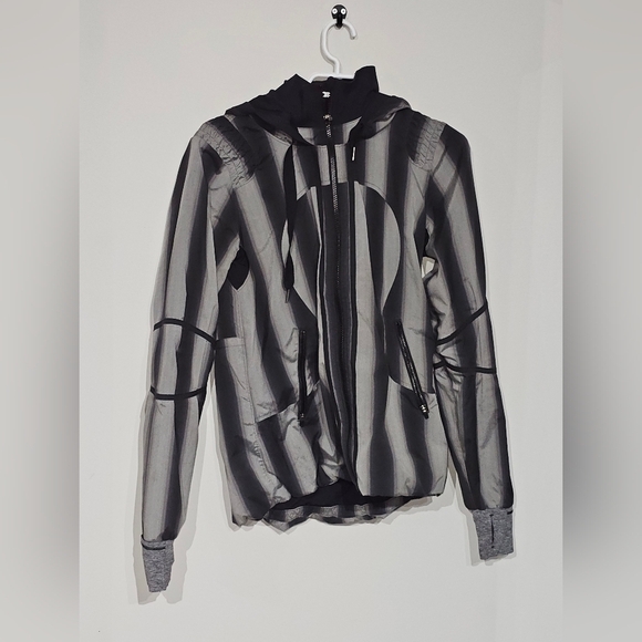 lululemon athletica Jackets & Blazers - Lululemon: Track and Field Jacket - Black gray Striped Size 6-8